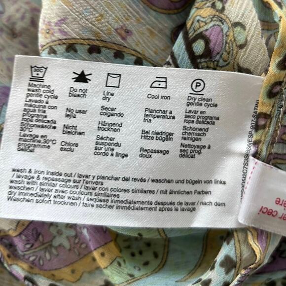 Esprit Sheer Paisley Ruffle Blouse Women’s Size S Pastel Boho Lightweight Top - Picture 8 of 8